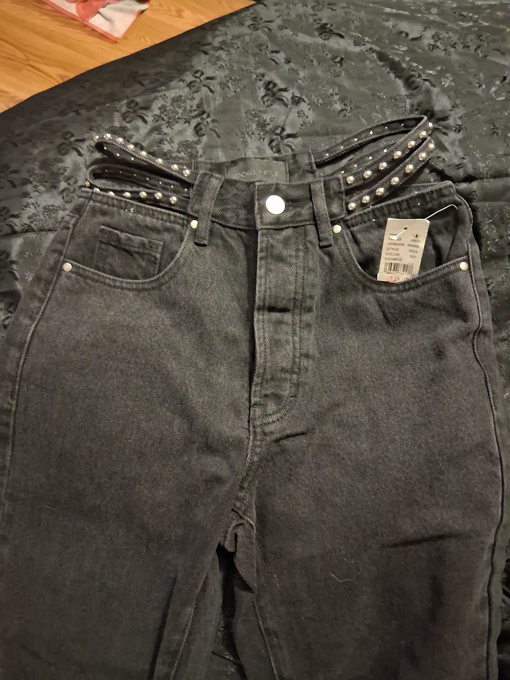 PacSun High-Rise Black Jeans with Studded Waist Detail